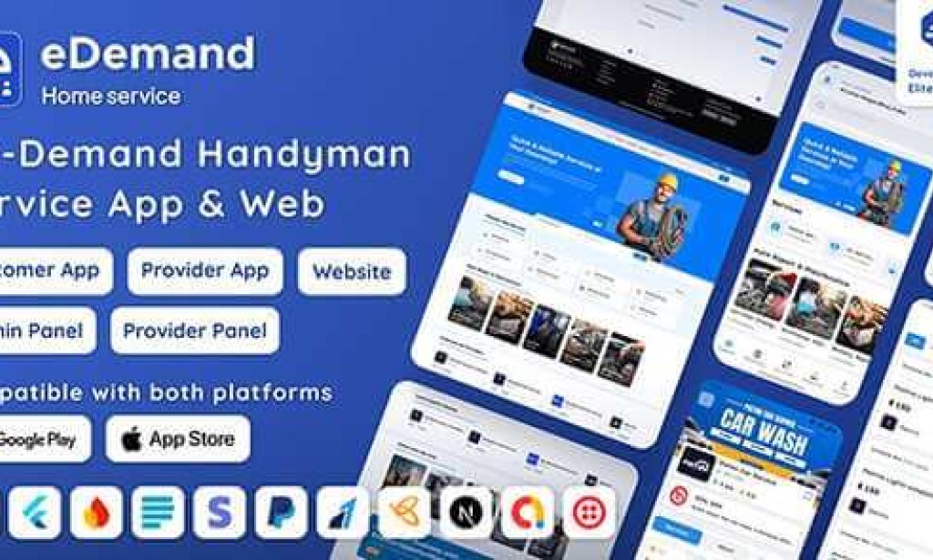 eDemand v4.5.0 Nulled – Multi Vendor On Demand Handy Services, Handyman with Flutter App | Admin Panel | Web Version Source