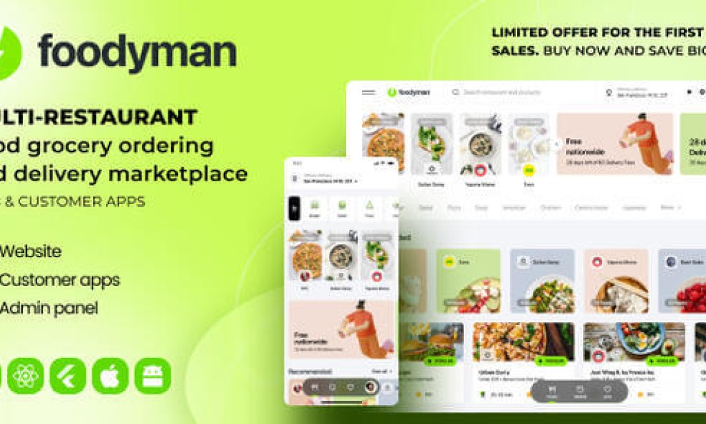 Foodyman v2025-25 Nulled – Multi-Restaurant Food Ordering and Delivery Marketplace (Web & Customer Apps) Source