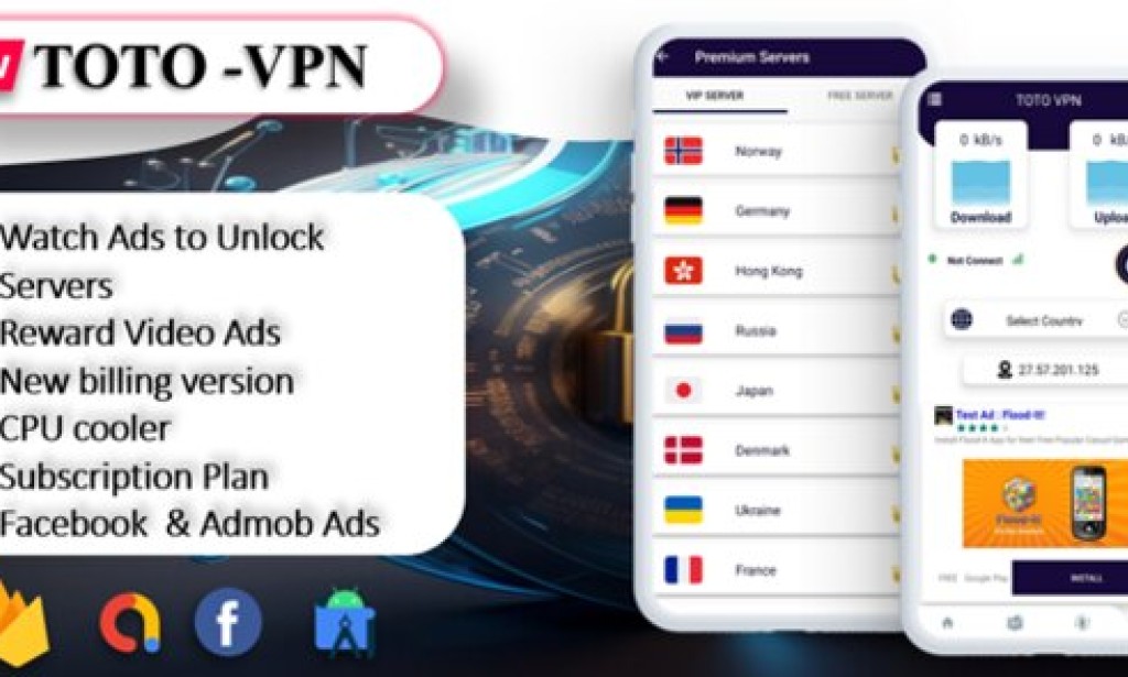 TOTO v15.0 – VPN, VPN App, Facebook Ads, Admob Ads, Ads Manage Remotely, VPN, VPN Subscription Plan App Source