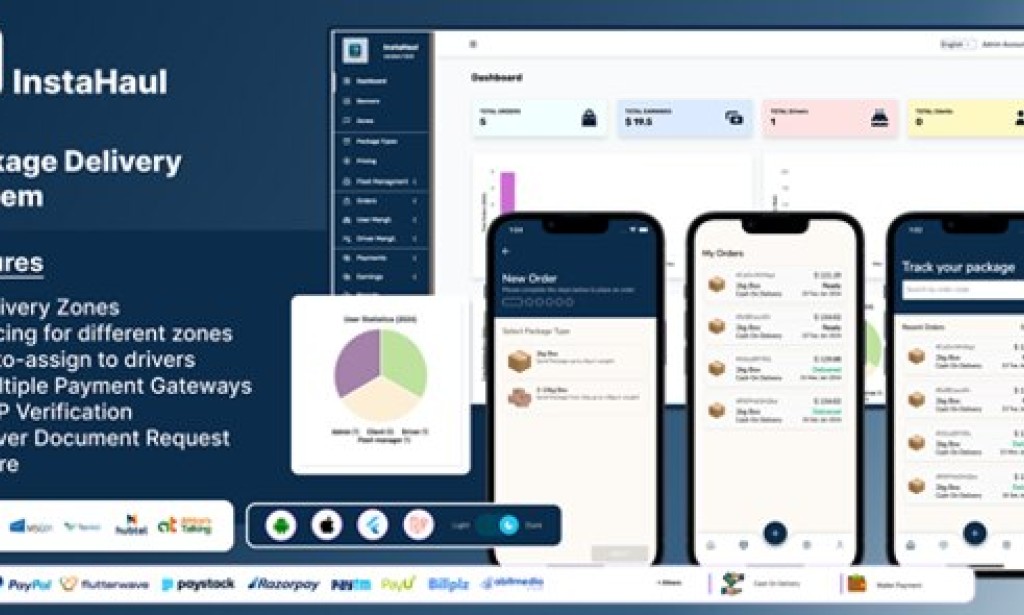 InstaHaul v1.2 – Package Courier Delivery App with Admin Backend Source