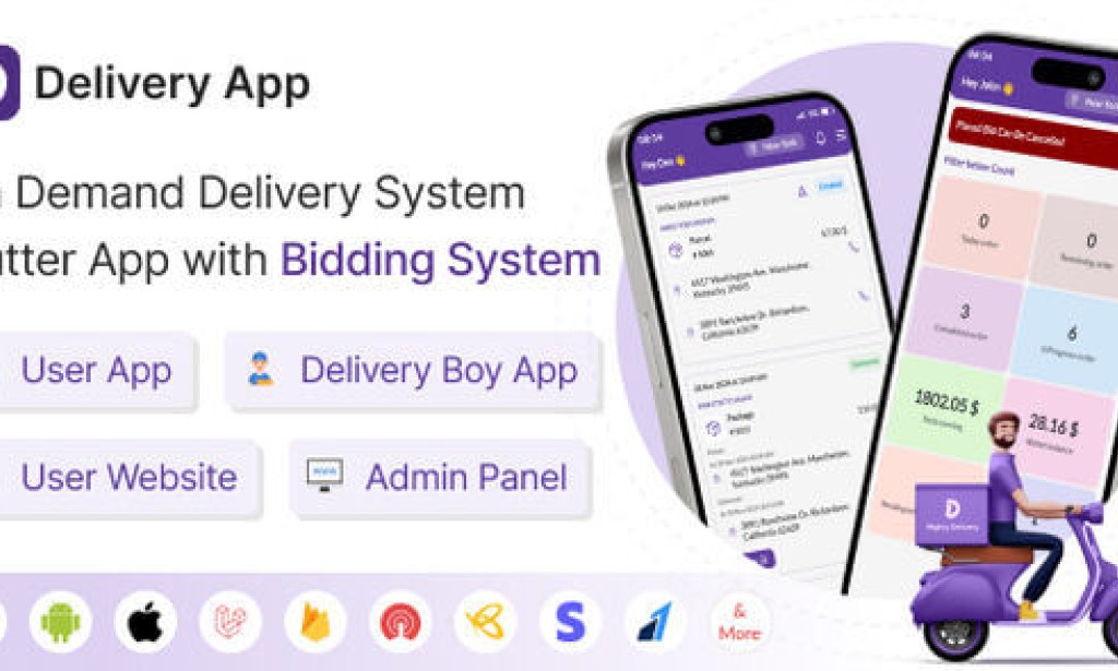 MightyDelivery v32.0 – Delivery App – On Demand Delivery System Flutter App with Bidding System | Courier App Source