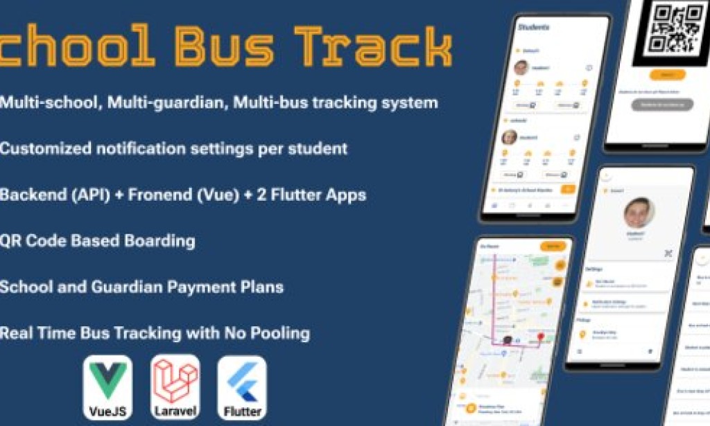 SchoolBusTrack v2.3 – Multi School System for School Bus Tracking-Two Flutter Apps + Backend + Admin Panel Source