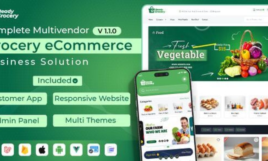 ReadyGrocery v1.3.0 – Multivendor Grocery & eCommerce Mobile App with Website & Laravel Admin Panel Source