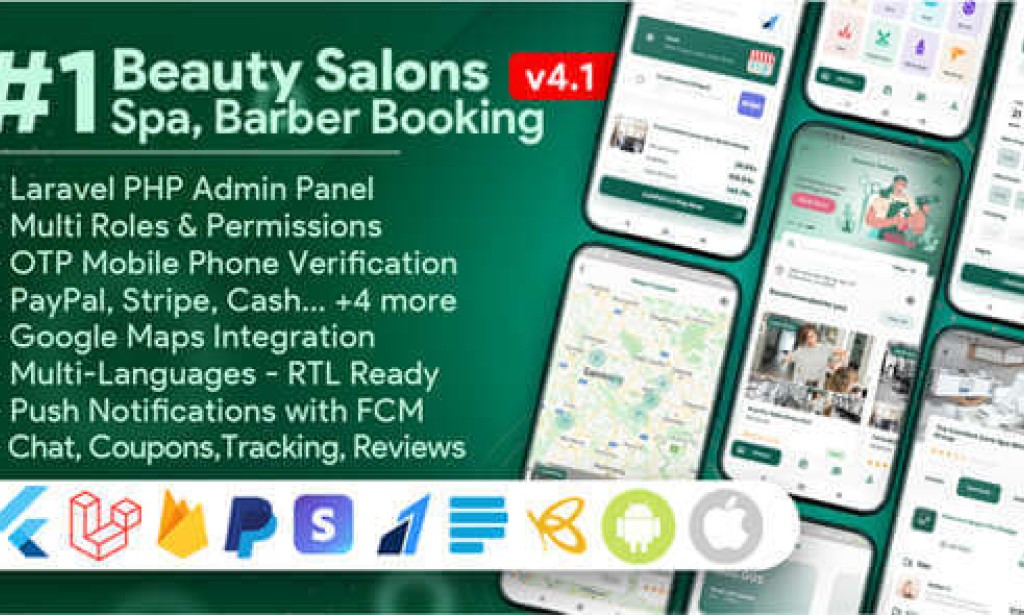 Beauty Salons, Spa, Massage, Barber Booking, Business Listing Multi-Vendor App with Admin Panel v4.1.0