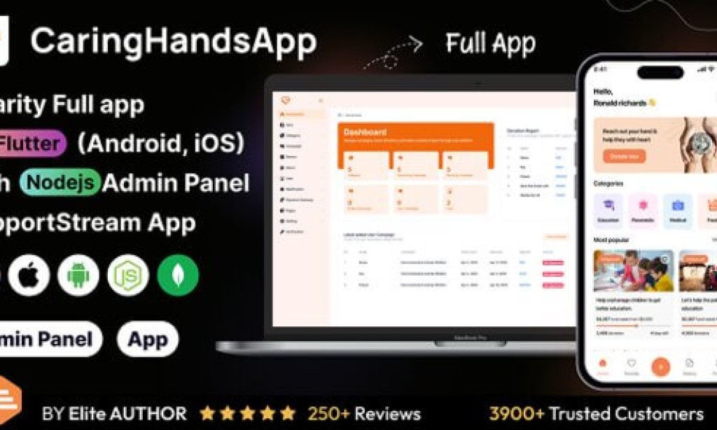 CaringHandsApp – Charity Full App in Flutter with Node.js Backend, SupportStream App Source