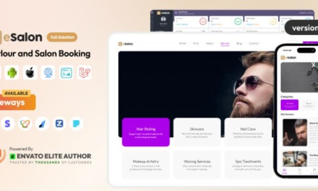 eSalon v1.6.0 Nulled – Parlour and Salon Booking Full Solution Source