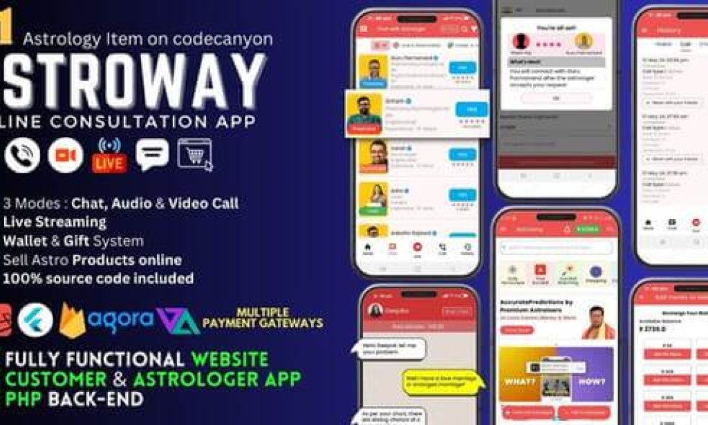 Astroway v2.2.0 – Astrology Consultations, Chat, Audio/Video Calls, Live Streaming | Web & Backend Included App Source