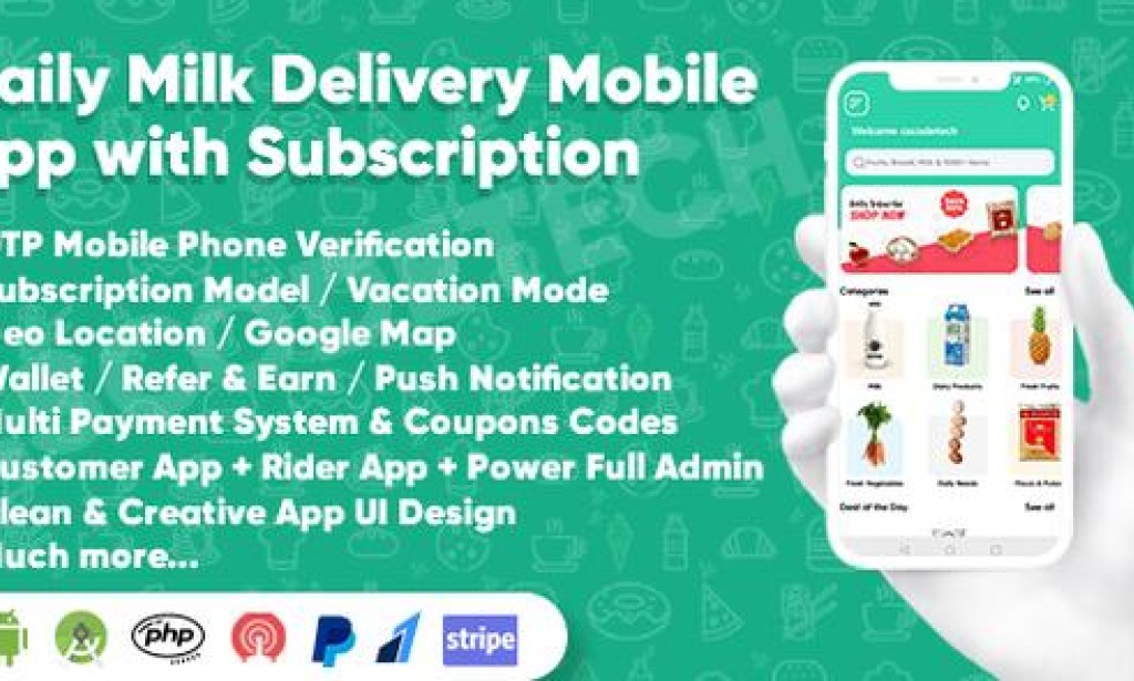 Dairy Products, Grocery, Daily Milk Delivery Mobile App with Subscription v1.7 – Customer & Delivery App Source