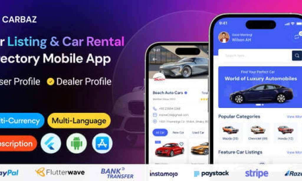 Carbaz v2.0.0 – Car Listing & Car Rental Directory Flutter App Source