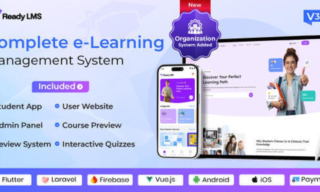 Ready LMS v3.1.0 Nulled – Complete Learning Management System Websites, Mobile App with Admin Panel