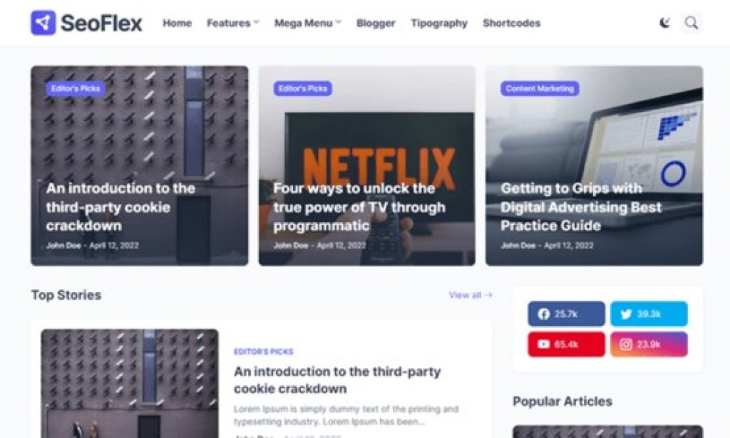 SeoFlex – SEO Friendly Blog and Magazine Blogger Template