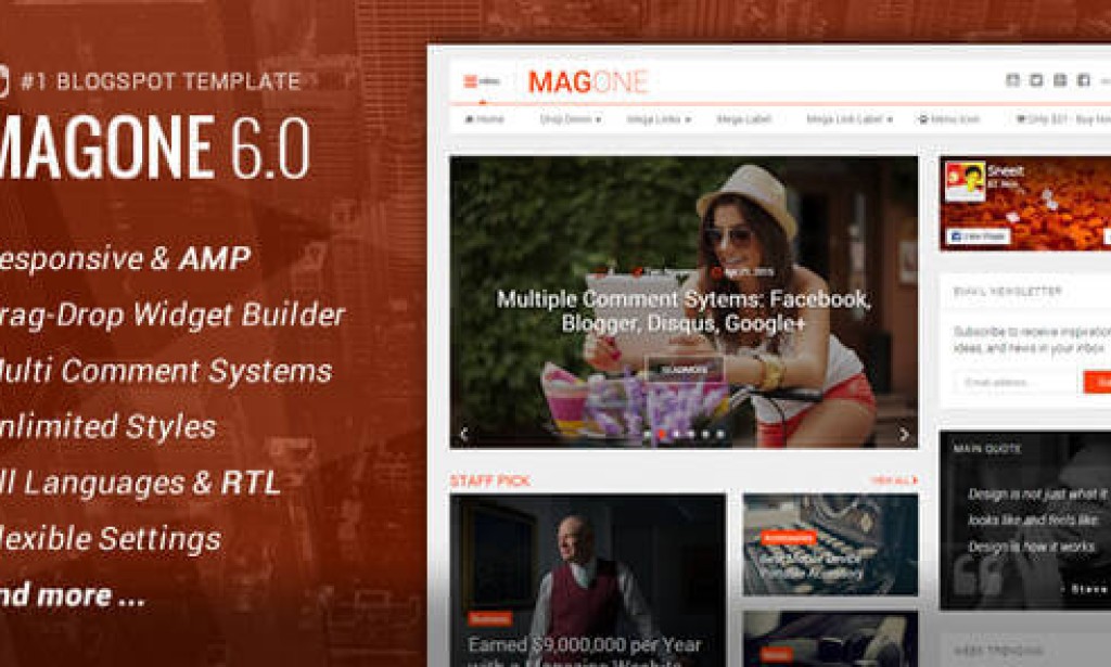 MagOne v6.9.971 – Responsive News & Magazine Blogger Template