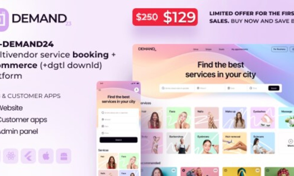 On-Demand24 (16 Feb 2026) – Multi-Vendor Salon & Service Booking Platform with Admin, Web & Mobile Apps Source