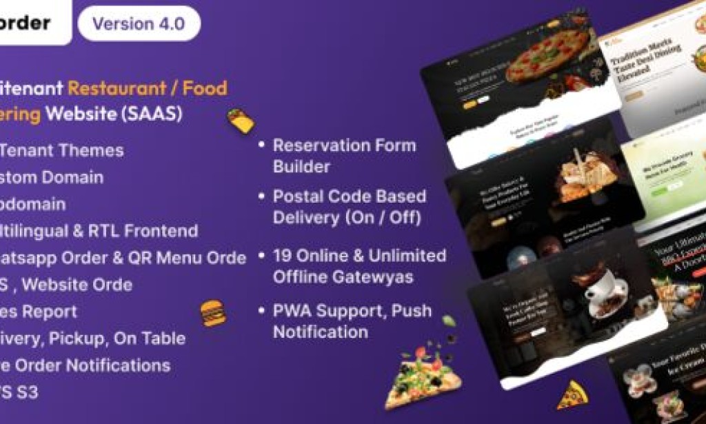 Eorder v4.0 – Multitenant Restaurant / Food Ordering Website (SAAS) PHP Script