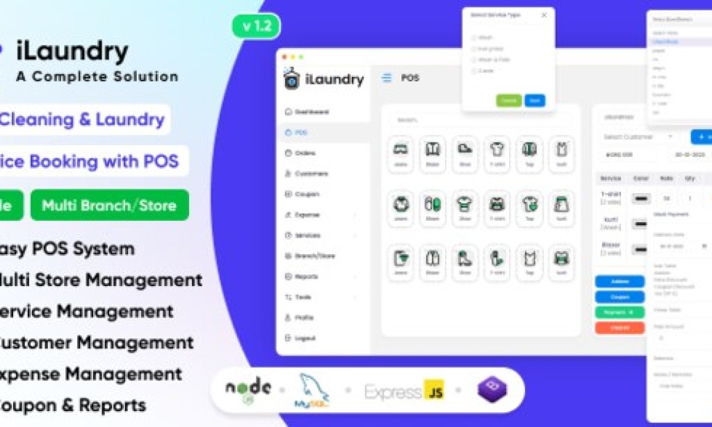 iLaundry v1.3 – Dry Cleaning & Laundry Service Booking with POS | Single & Multi Branch Complete Solution Script