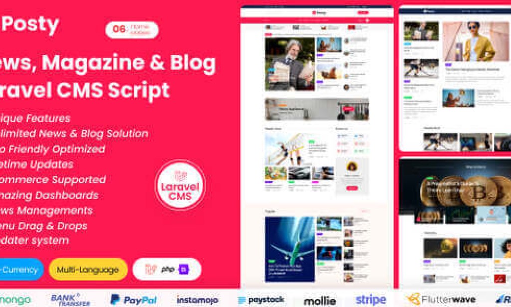 Posty v1.0 – News Management System Laravel CMS Script
