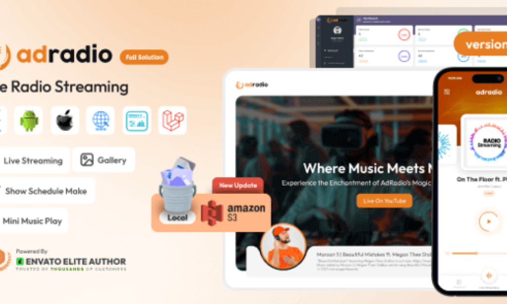AdRadio v1.5.0 Nulled – Live Radio Streaming Website and Apps with Admin Panel Script