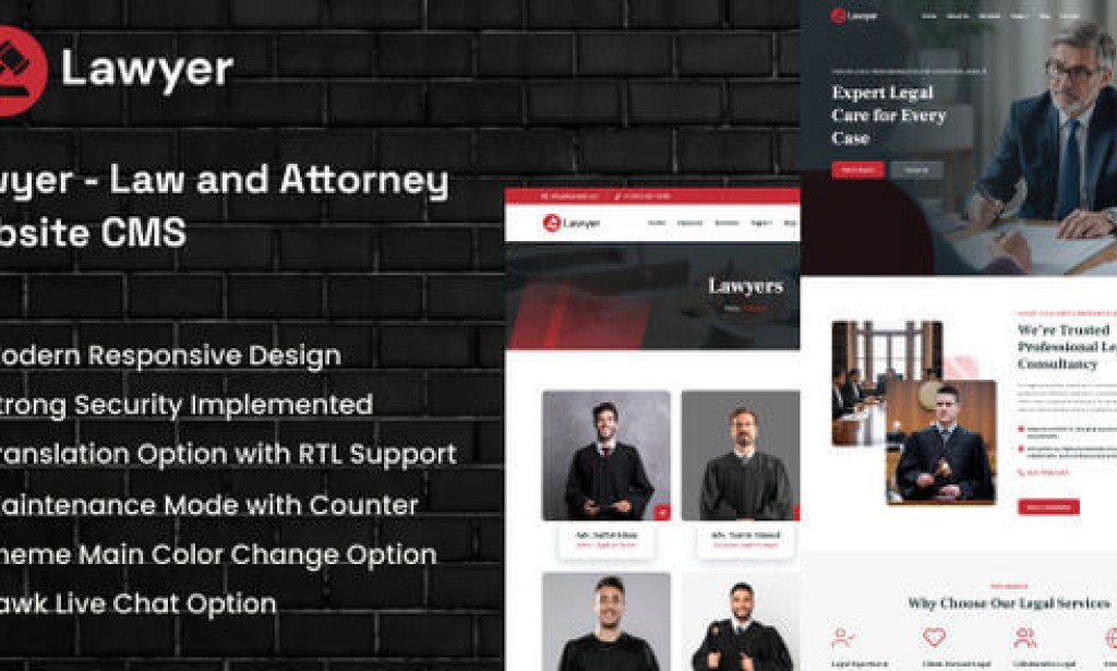Lawyer v2.0 – Law and Attorney Website CMS Script