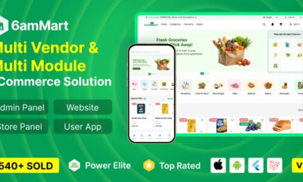 6amMart v3.8 Nulled – Multivendor Food, Grocery, eCommerce, Parcel, Pharmacy Delivery App with Admin & Website Source