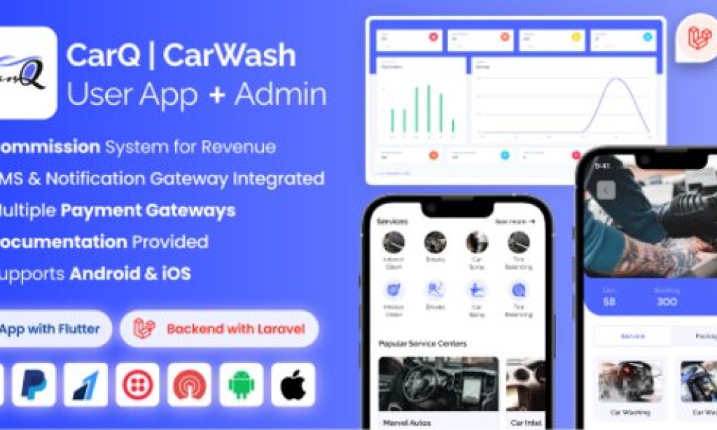 CarQ v2.0.1 – Car Wash Marketplace SAAS User Flutter App & Laravel Admin Panel Source