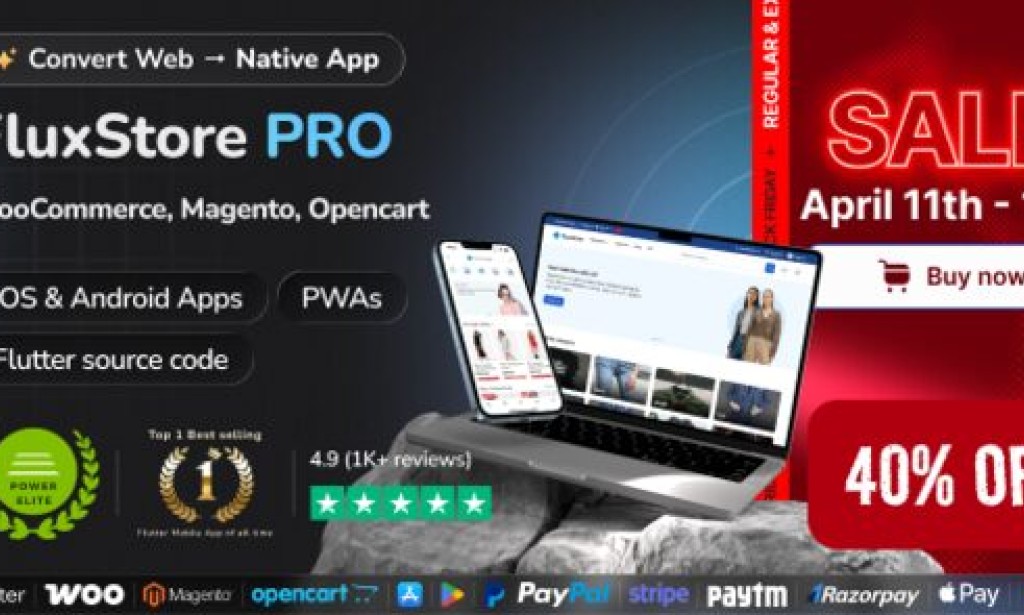 Fluxstore Pro v6.0 – Flutter E-commerce Full App for Magento, Opencart, and WooCommerce