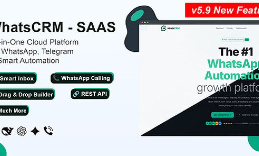 WhatsCRM v5.9.5 – Chatbot, Flow Builder, API Access, WhatsApp CRM SAAS System Script
