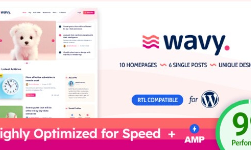 Wavy v1.8.6 – Modern & Lightweight Blog for WordPress