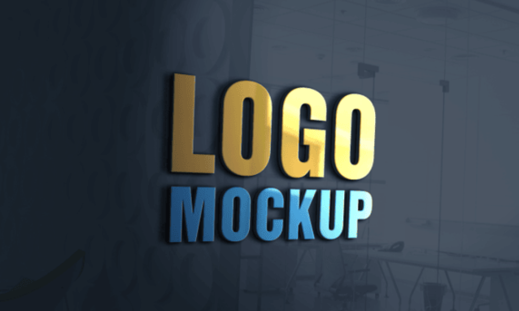3D Glass Logo Mockup PSD